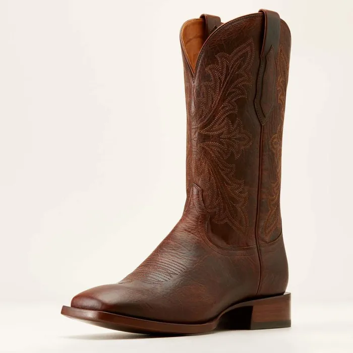 Men Bench Made Bassett Cowboy Boot Saddle Brown Bison Ariat Western Boots