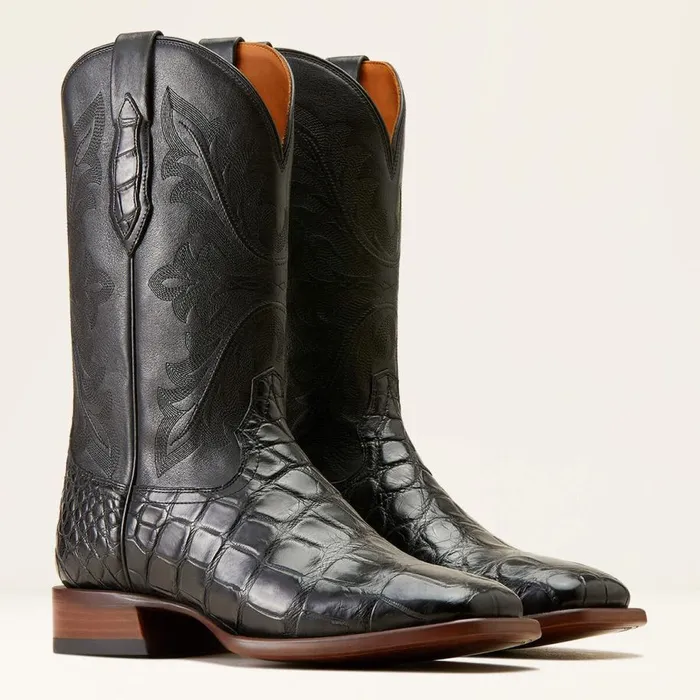 Men Bench Made Bassett Western Boot Black American Alligator Ariat Western Boots Men Bench Made Bassett Western Boot Black American Alligator Ariat Western Boots