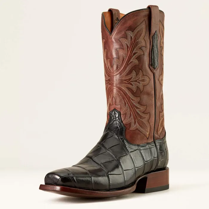 Men Bench Made Stilwell Western Boot Black American Alligatorwhiskey Brown Ariat Western Boots