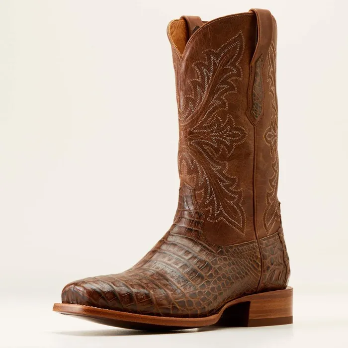 Men Bench Made Stilwell Western Boot Natural Caiman Belly Ariat Western Boots