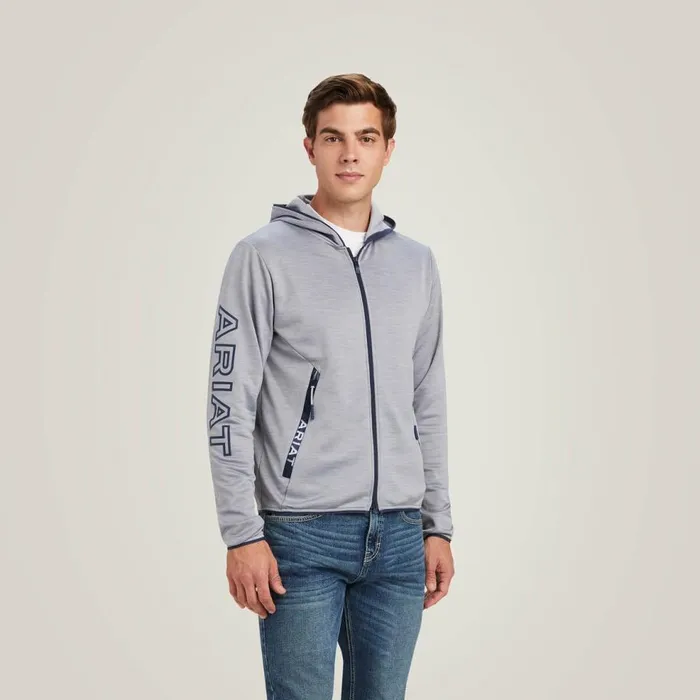 Men Byron Full Zip Hoodie Heather Grey Ariat Sweatshirts and Hoodies