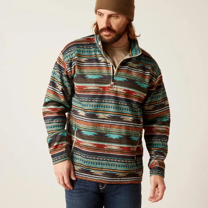 Men Caldwell 14 Zip Sweater Biscay Bay Serape Ariat Sweatshirts and Hoodies