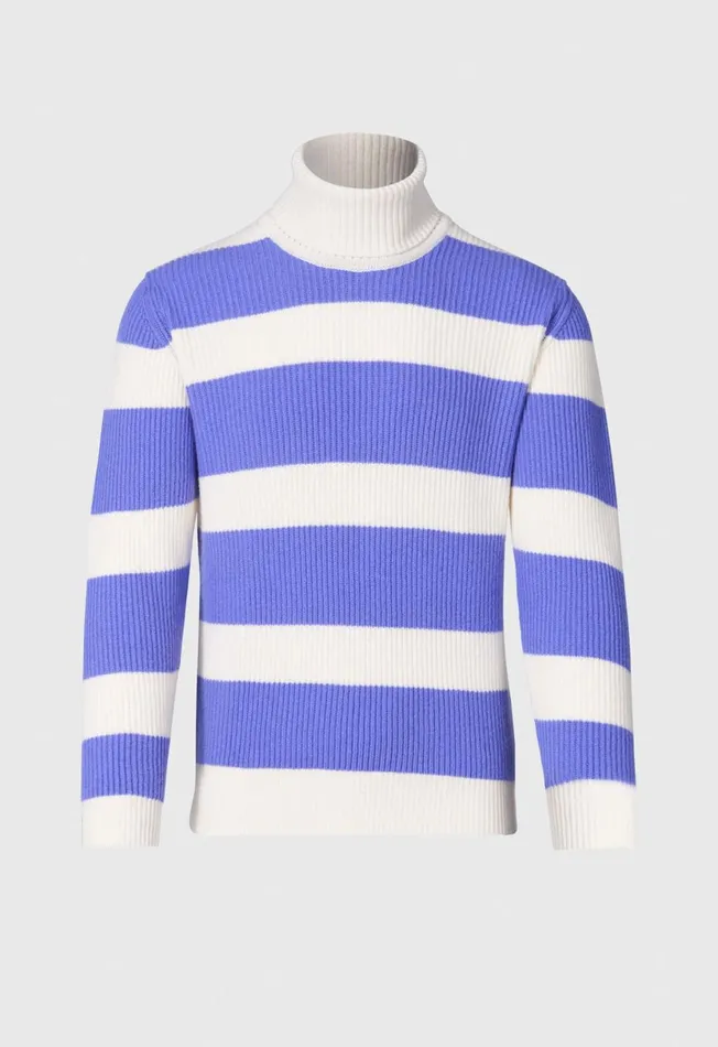 Men Cashmere Striped Turtleneck Lavenderwhite Paul Stuart Sweaters