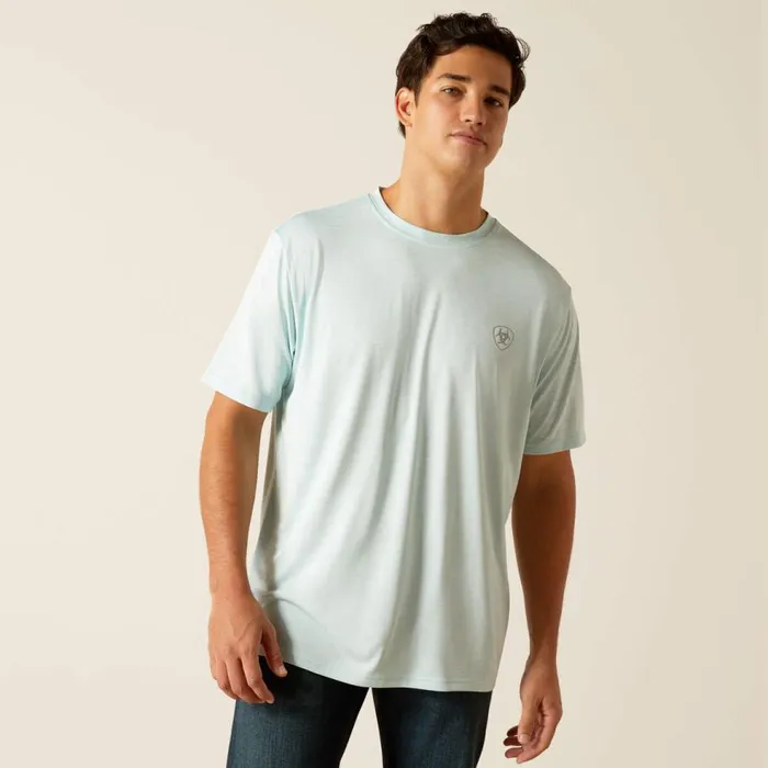 Men Charger Crestline TShirt Iced Aqua Ariat TShirts and Polos