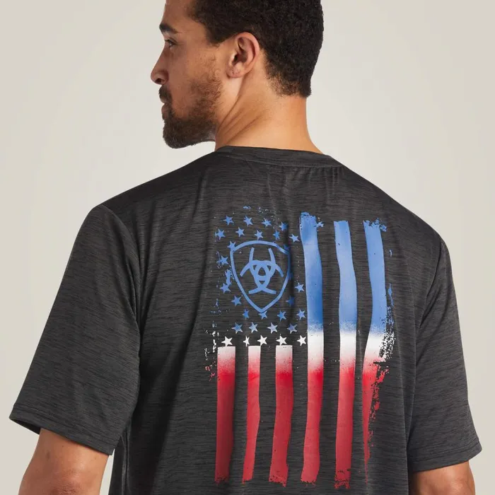 Men Charger Vertical Flag Tee Charcoal Ariat TShirts and Polos Men Charger Vertical Flag Tee Charcoal Ariat TShirts and Polos