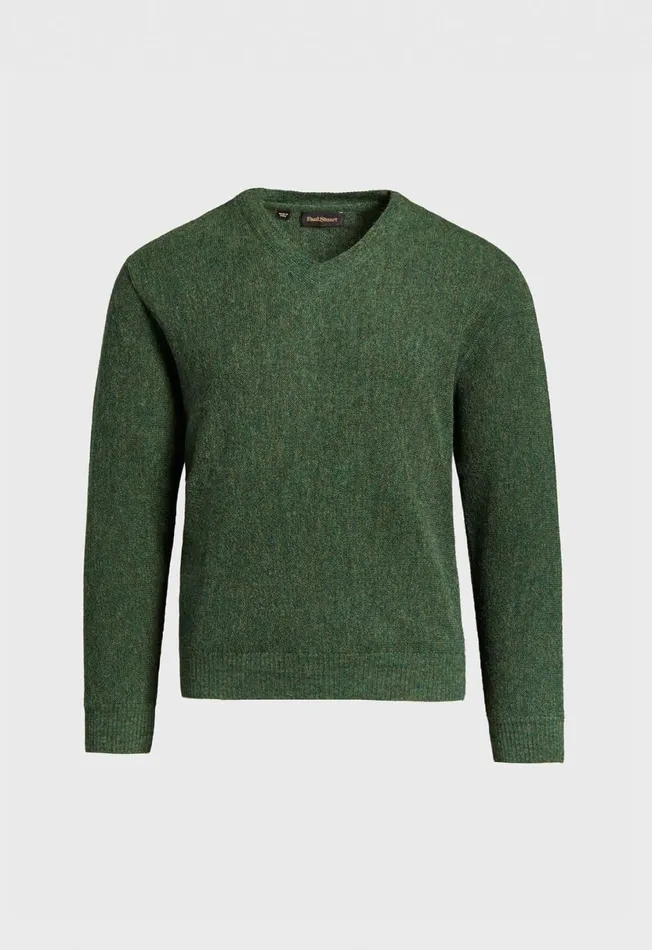 Men Classic Alpaca Links VNeck Sweater Green Mix Paul Stuart Sweaters