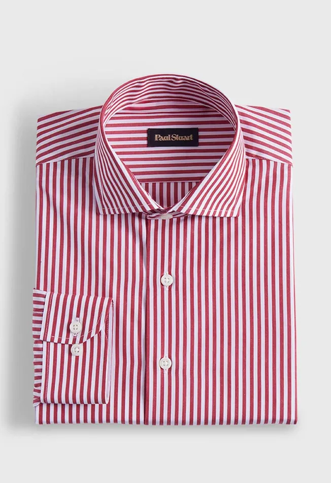 Men Cotton Bengal Stripe Sport Shirt Redwhite Paul Stuart Sport Shirts