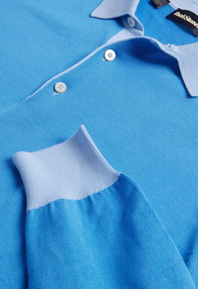 Men Cotton Long Sleeve Polo Light Blue Paul Stuart Polos and TShirts Men Cotton Long Sleeve Polo Light Blue Paul Stuart Polos and TShirts