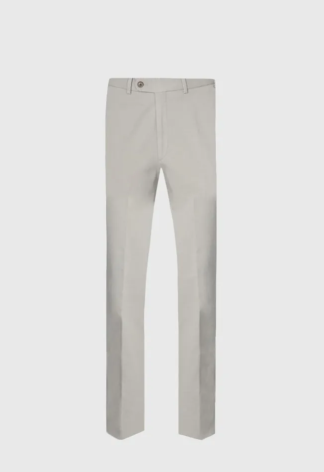 Men Cotton Plain Front Newton Pant Silver Paul Stuart Pants