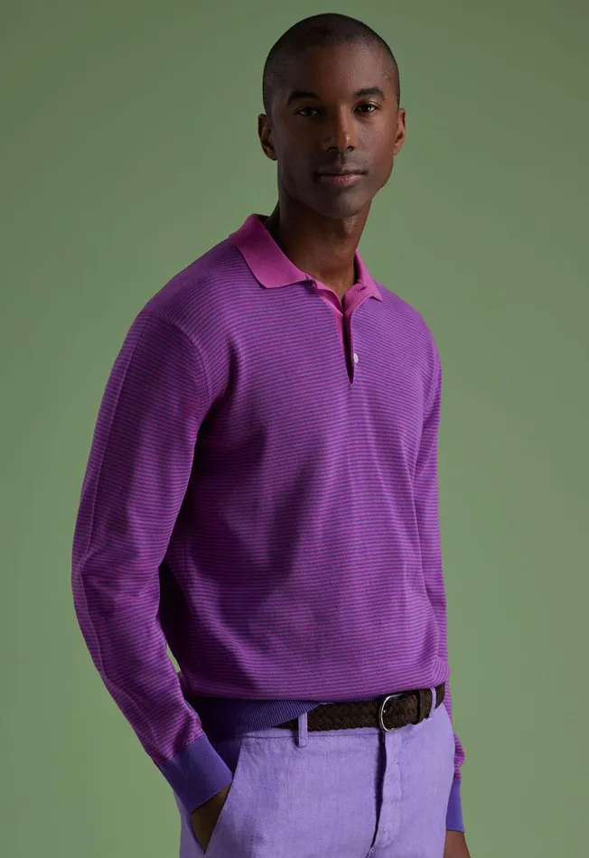 Men Cotton Stripe Long Sleeve Polo Navy Paul Stuart Polos and TShirts Men Cotton Stripe Long Sleeve Polo Navy Paul Stuart Polos and TShirts