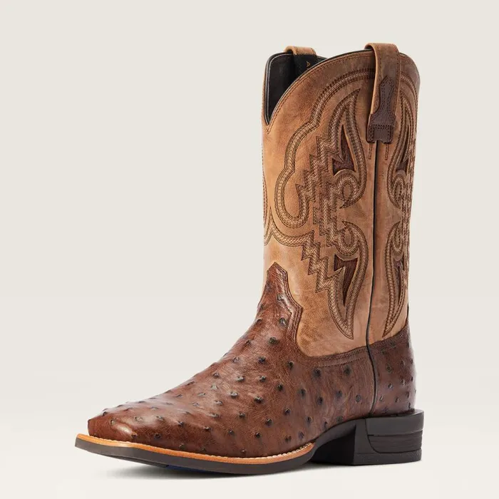 Men Dagger Western Boot Dark Tabac Full Quill Ostrich Ariat Western Boots