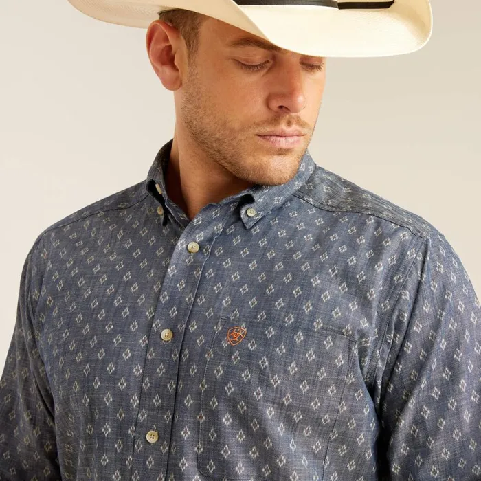 Men Dillon Classic Fit Shirt Chambray Blue Ariat Button Down Shirts Men Dillon Classic Fit Shirt Chambray Blue Ariat Button Down Shirts