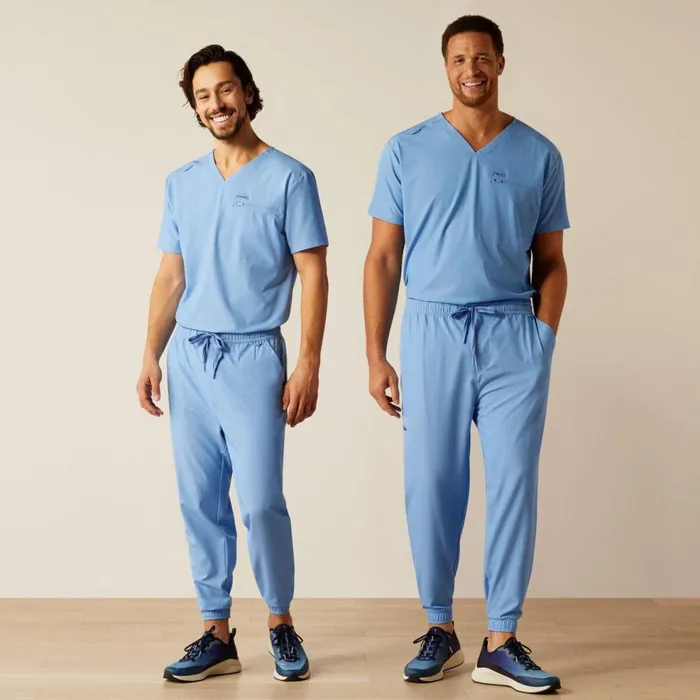 Men Drew Cargo Stretch Jogger Scrub Pant Light Blue Heather Ariat Scrubs Men Drew Cargo Stretch Jogger Scrub Pant Light Blue Heather Ariat Scrubs