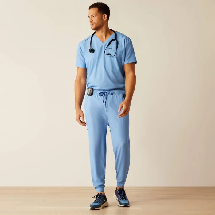 Men Drew Cargo Stretch Jogger Scrub Pant Light Blue Heather Ariat Scrubs Men Drew Cargo Stretch Jogger Scrub Pant Light Blue Heather Ariat Scrubs