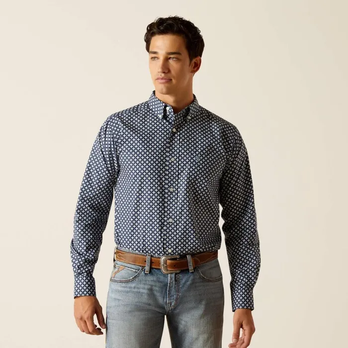 Men Emile Fitted Shirt Mood Indigo Ariat Button Down Shirts