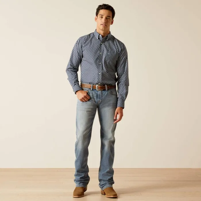Men Emile Fitted Shirt Mood Indigo Ariat Button Down Shirts Men Emile Fitted Shirt Mood Indigo Ariat Button Down Shirts