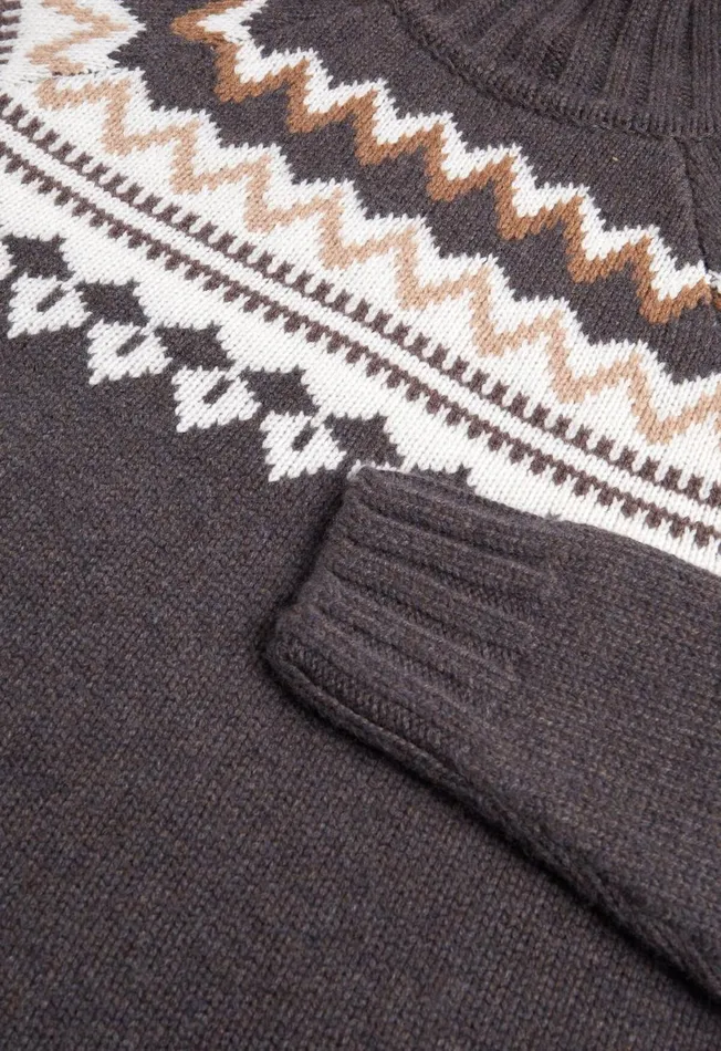 Men Fair Isle Turtleneck Sweater Dark Brown Paul Stuart Sweaters Men Fair Isle Turtleneck Sweater Dark Brown Paul Stuart Sweaters