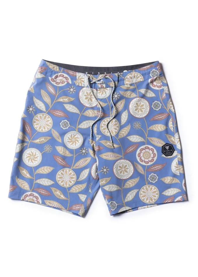 Men Fixed Waist Vissla Medallions 185034 Boardshort Dark Denim