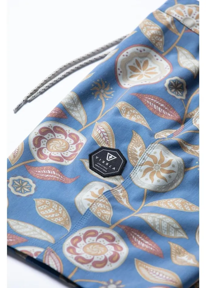 Men Fixed Waist Vissla Medallions 185034 Boardshort Dark Denim