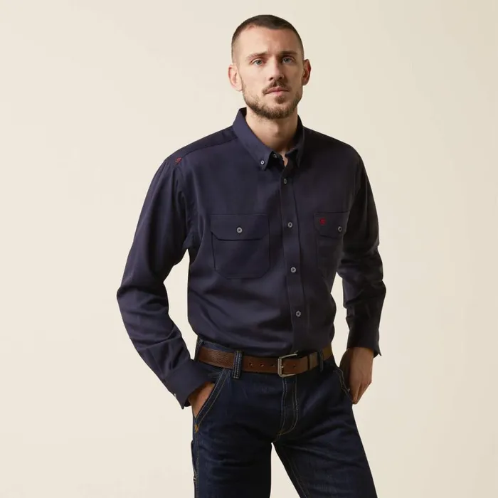 Men FR Air Inherent Work Shirt Navy Heather Ariat Button Down Shirts