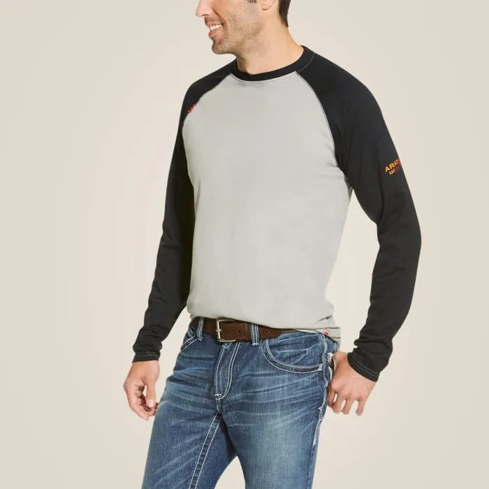 Men FR Baseball TShirt Greyblack Ariat Workwear