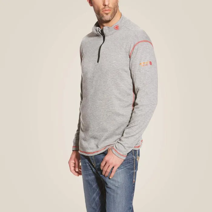 Men FR Polartec 14 Zip Top Light Gray Ariat Workwear