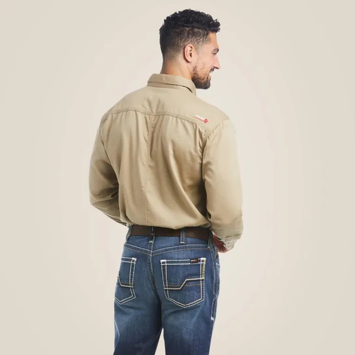 Men FR Solid Work Shirt Khaki Ariat Workwear Men FR Solid Work Shirt Khaki Ariat Workwear