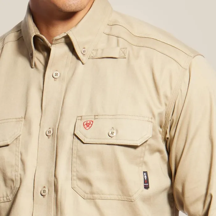 Men FR Solid Work Shirt Khaki Ariat Workwear Men FR Solid Work Shirt Khaki Ariat Workwear
