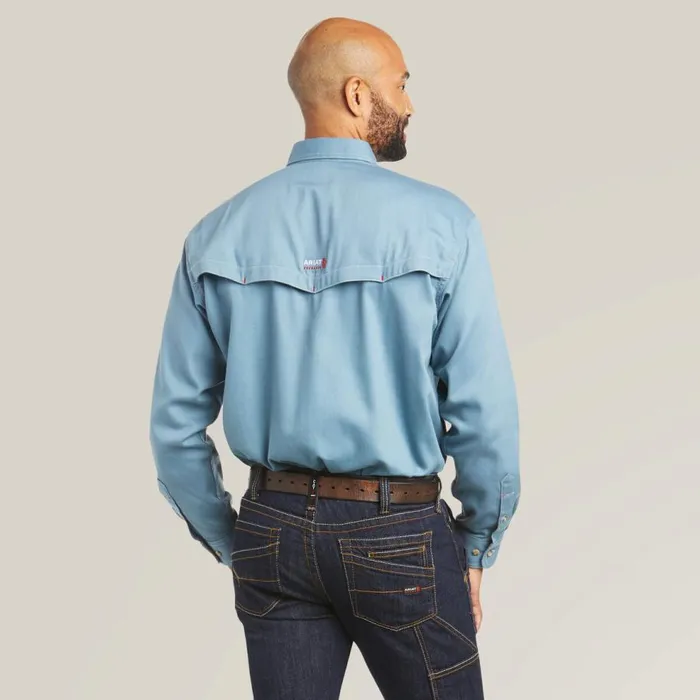 Men FR Vented Work Shirt Steel Blue Ariat Workwear Men FR Vented Work Shirt Steel Blue Ariat Workwear