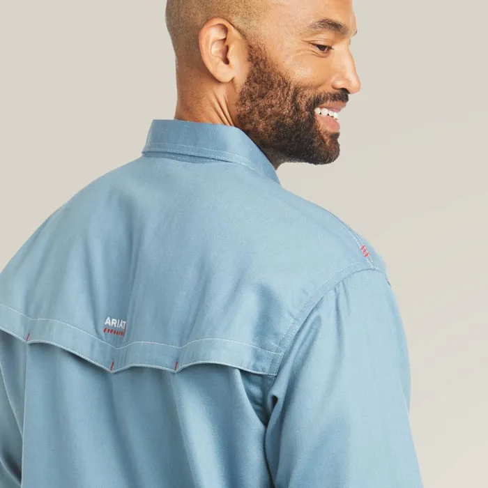 Men FR Vented Work Shirt Steel Blue Ariat Workwear Men FR Vented Work Shirt Steel Blue Ariat Workwear