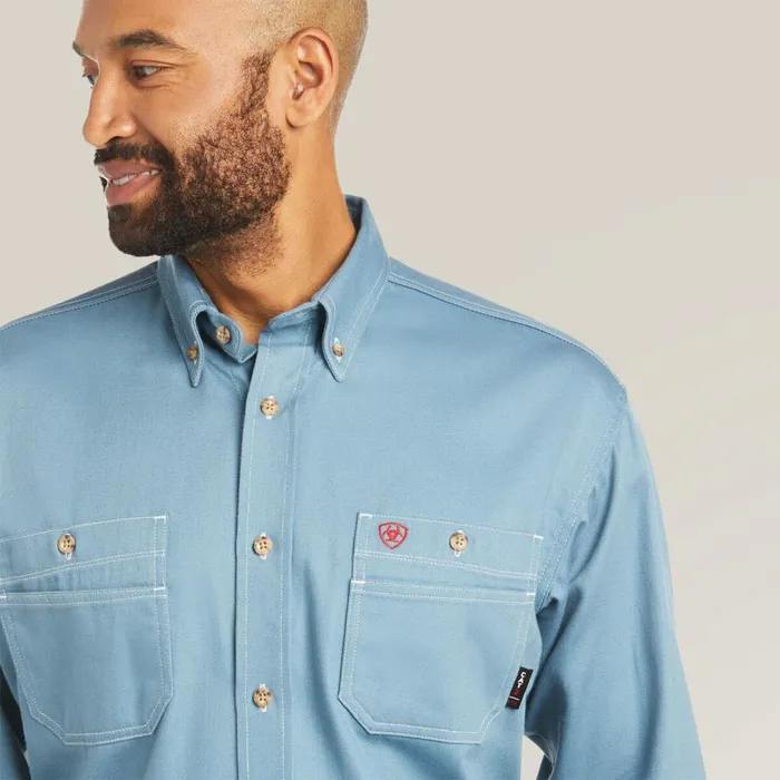 Men FR Vented Work Shirt Steel Blue Ariat Workwear Men FR Vented Work Shirt Steel Blue Ariat Workwear