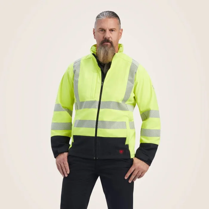 Men FR Vernon HiVis Softshell Jacket Hivis Yellow Ariat Workwear