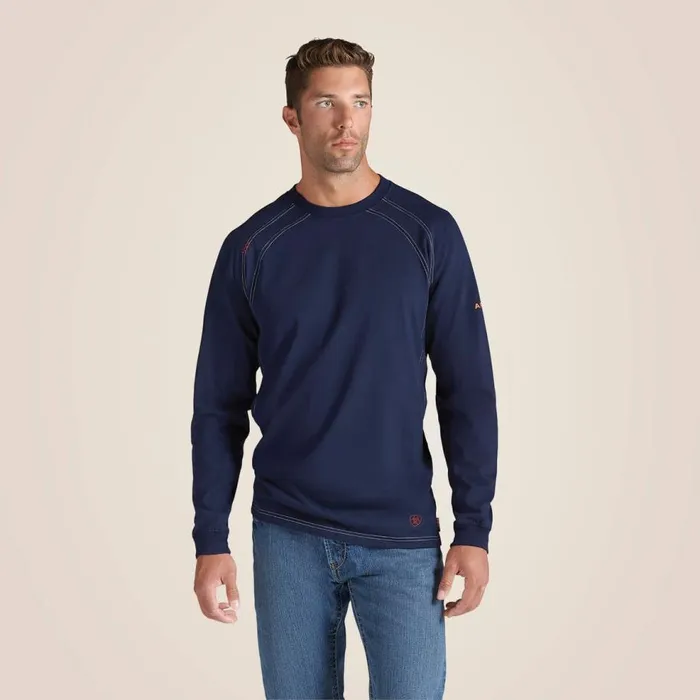 Men FR Work Crew TShirt Navy Ariat TShirts and Polos