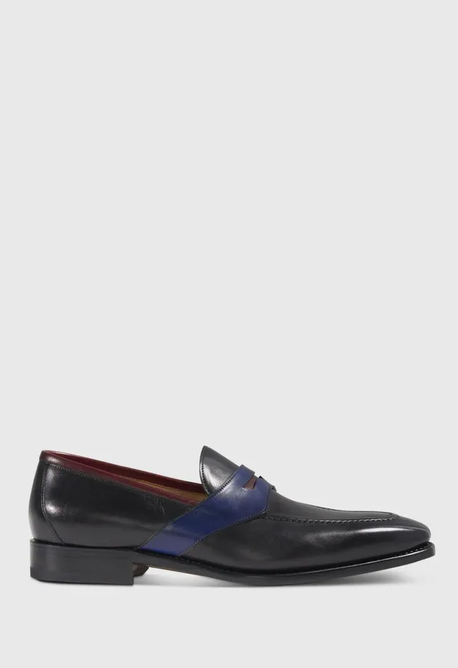 Men Georgetown Leather Penny Loafer Black Paul Stuart Loafers