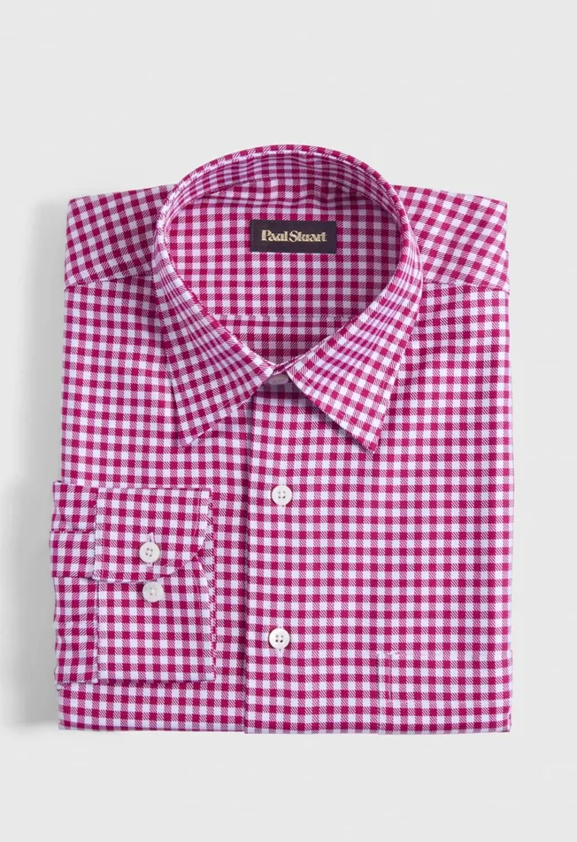 Men Gingham Check Twill Sport Shirt Dark Green Paul Stuart Sport Shirts