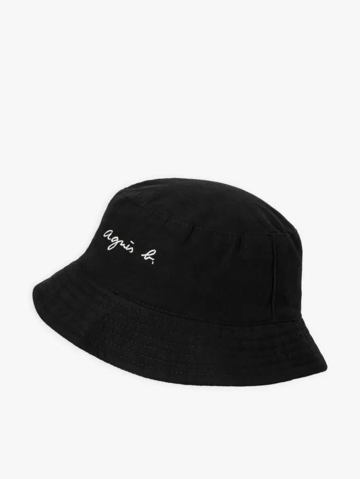 Men Hats and Gloves Agns B Black Cotton Axel Bucket Hat