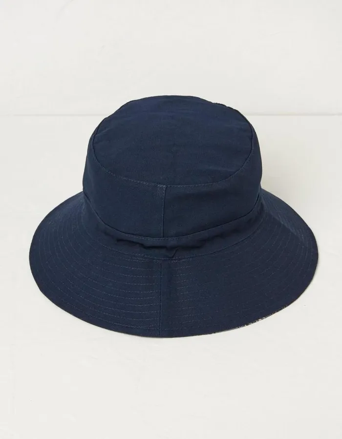 Men Hats FatFace Check Bucket Hat Navy