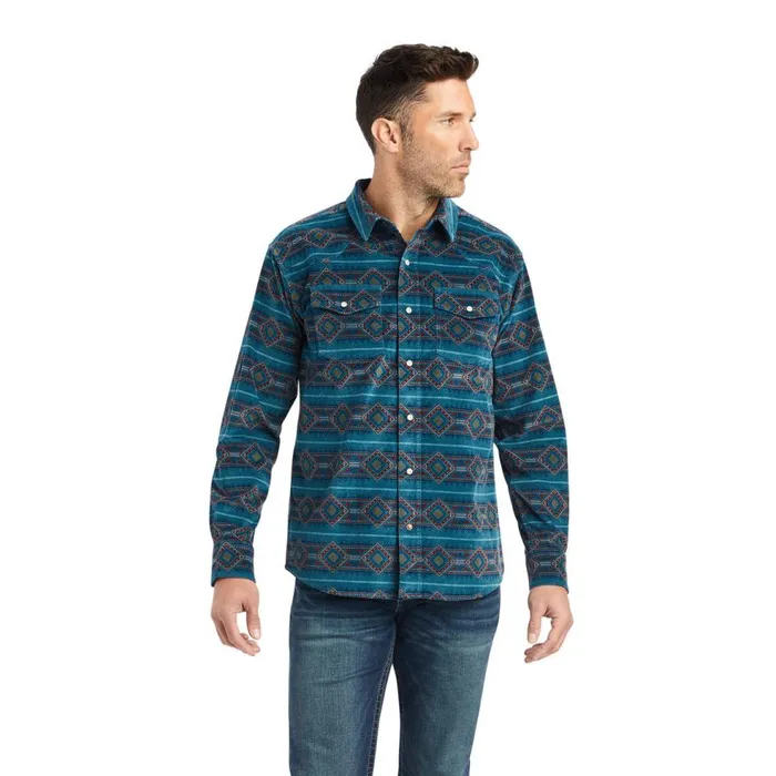 Men Hawkeye Corduroy Retro Fit Shirt Sylvan Teal Ariat Button Down Shirts