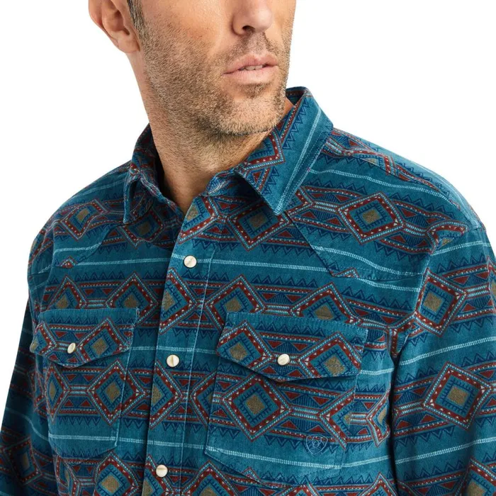 Men Hawkeye Corduroy Retro Fit Shirt Sylvan Teal Ariat Button Down Shirts Men Hawkeye Corduroy Retro Fit Shirt Sylvan Teal Ariat Button Down Shirts