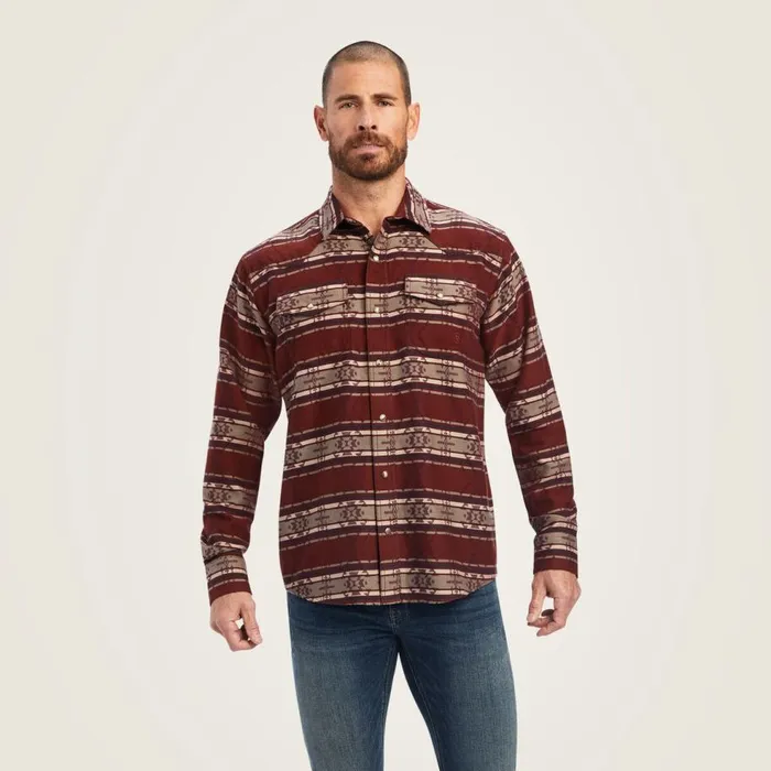 Men Hendrie Retro Fit Shirt Cherry Mahogany Ariat Button Down Shirts