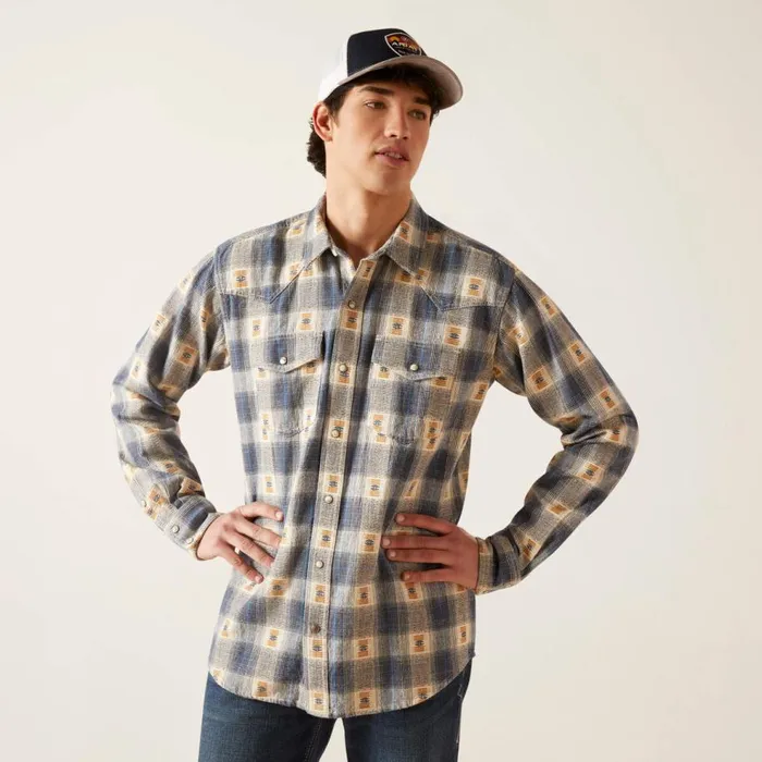 Men Hiro Retro Fit Shirt Vaporous Gray Ariat Button Down Shirts