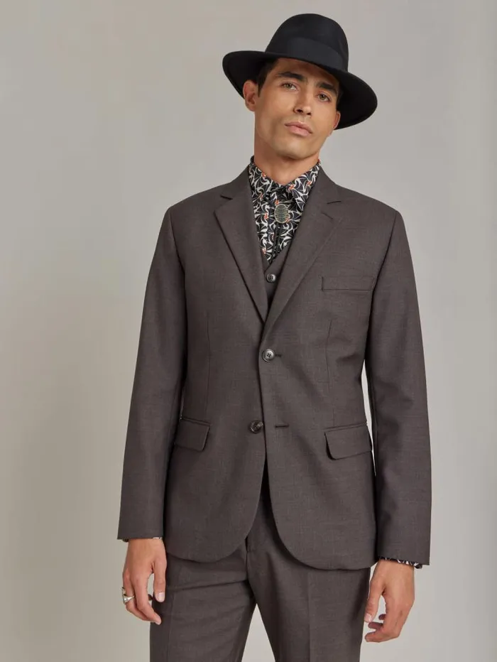 Men Jackets and Coats Agns B Chocolat Worsted Wool Domi Jacket