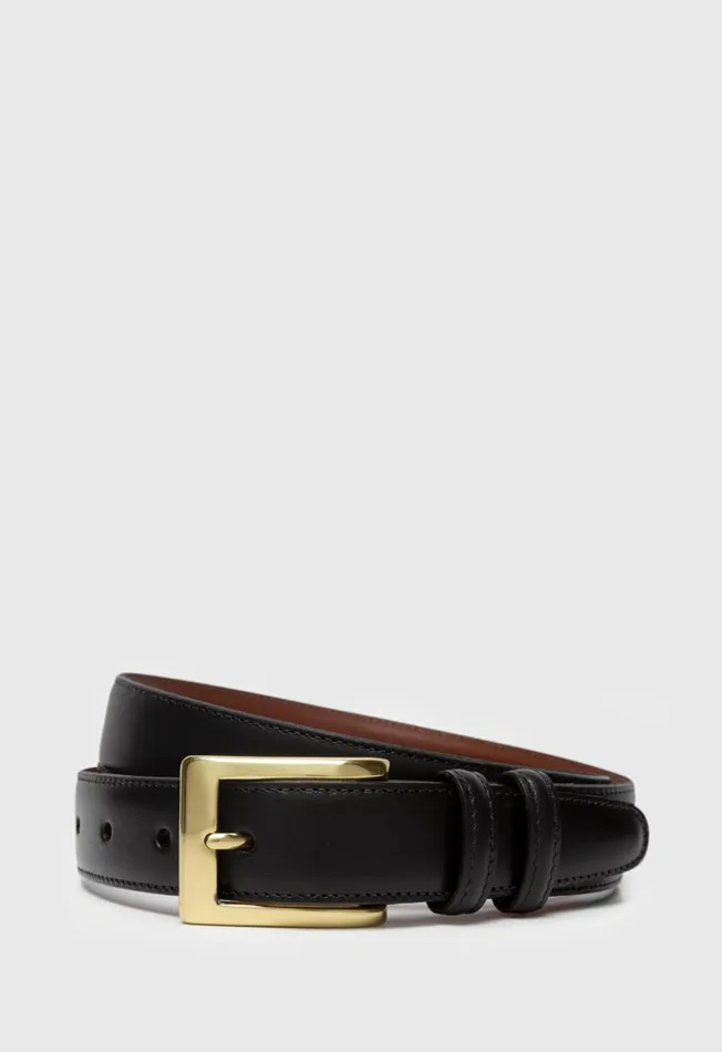 Men Kipskin Leather Dress Belt Black Paul Stuart Belts