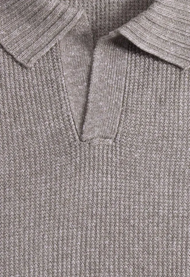 Men Linen and Cotton Knit Open Collar Polo Olive Paul Stuart Polos and TShirts Men Linen and Cotton Knit Open Collar Polo Olive Paul Stuart Polos and TShirts