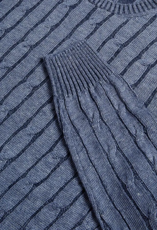Men Linen Cable Crewneck Sweater Denim Paul Stuart Sweaters Men Linen Cable Crewneck Sweater Denim Paul Stuart Sweaters