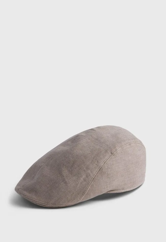 Men Linen Hopsack Ivy Cap Blue Paul Stuart Scarves Hats Gloves
