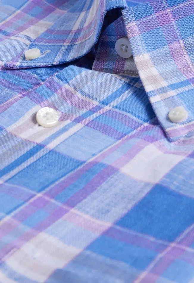 Men Linen Multicolor Plaid Sport Shirt Bluepurple Paul Stuart Sport Shirts Men Linen Multicolor Plaid Sport Shirt Bluepurple Paul Stuart Sport Shirts