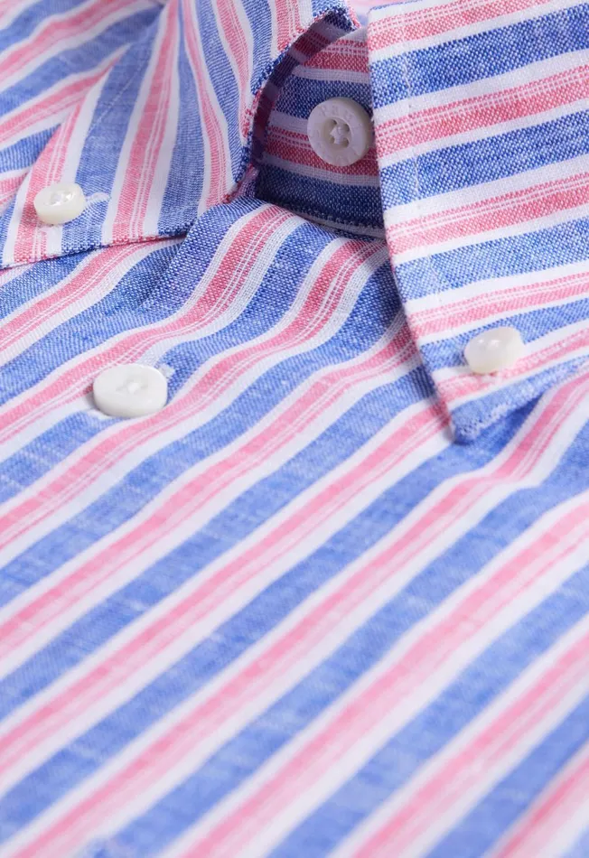 Men Linen Shadow Stripe Sport Shirt Bluered Paul Stuart Sport Shirts Men Linen Shadow Stripe Sport Shirt Bluered Paul Stuart Sport Shirts