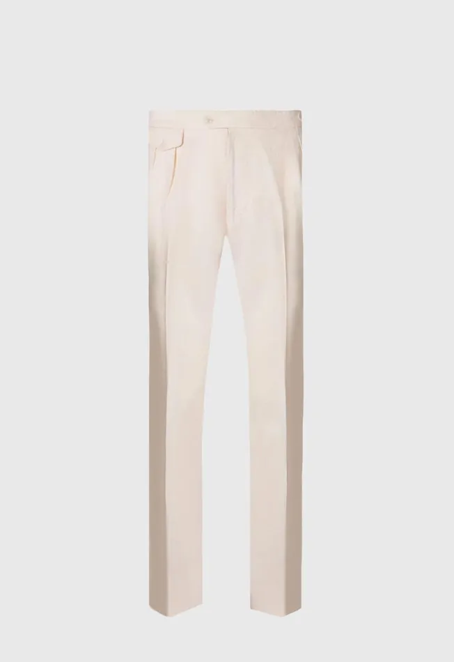 Men Linen Washed Pleated Front Trouser Sand Paul Stuart Pants