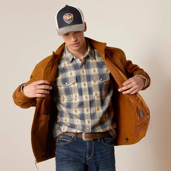 Men Logo 20 Softshell Jacket Chestnut Embossed Ariat Jackets and Vests